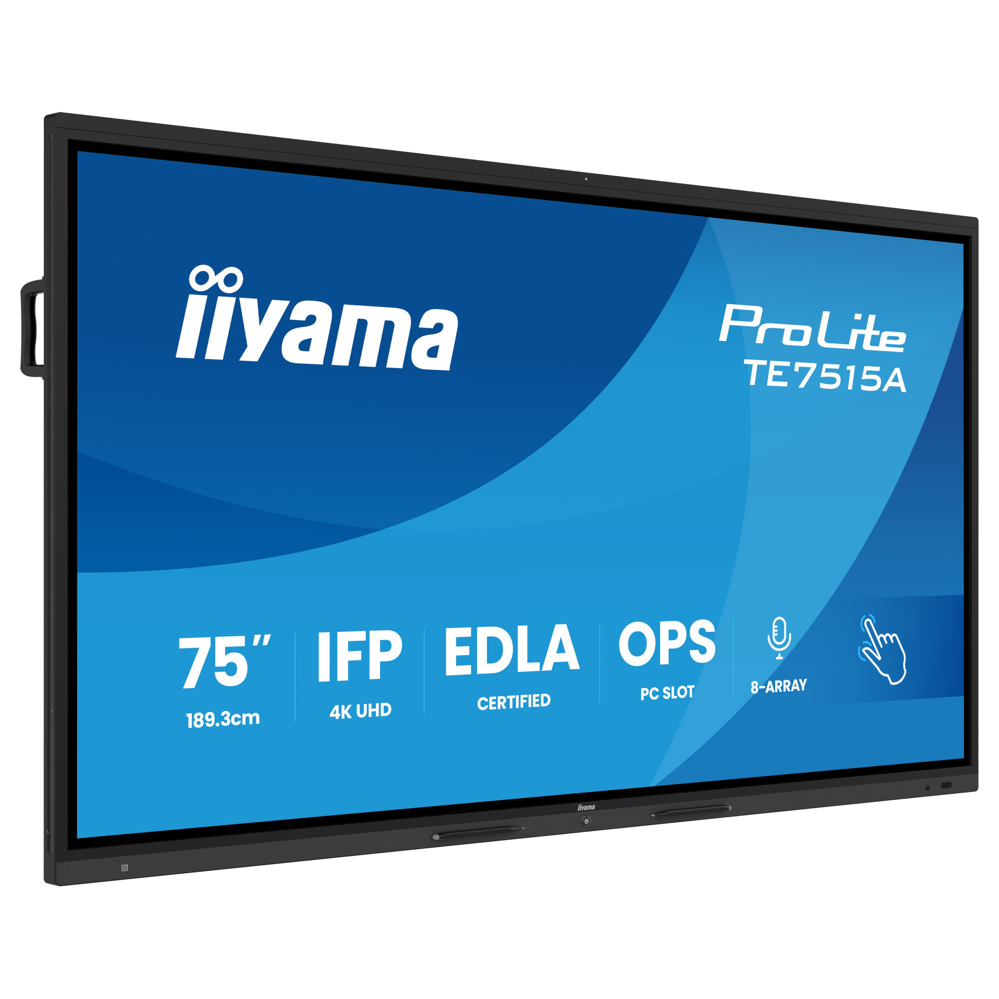 Интерактивен дисплей IIYAMA TE7515A-B1AG, 74.5" 4K UHD IPS, Octa-Core A72/A53, 16GB RAM, 128GB Storage, Android 14 - TE7515A-B1AG - 2