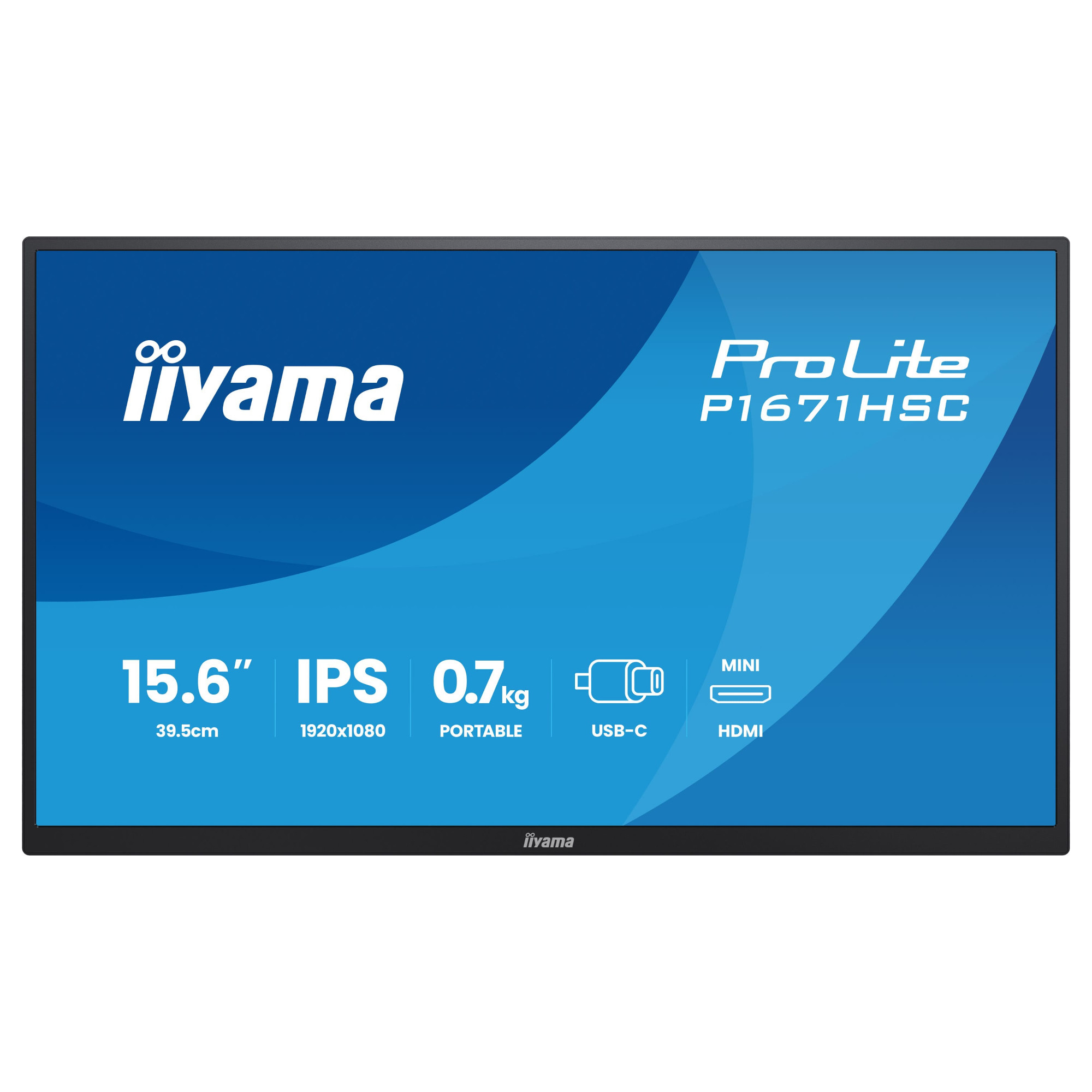 Преносим монитор IIYAMA P1671HSC-B1, 15.6" Full HD IPS, 2x USB-C портове и вградени стерео говорители - 1