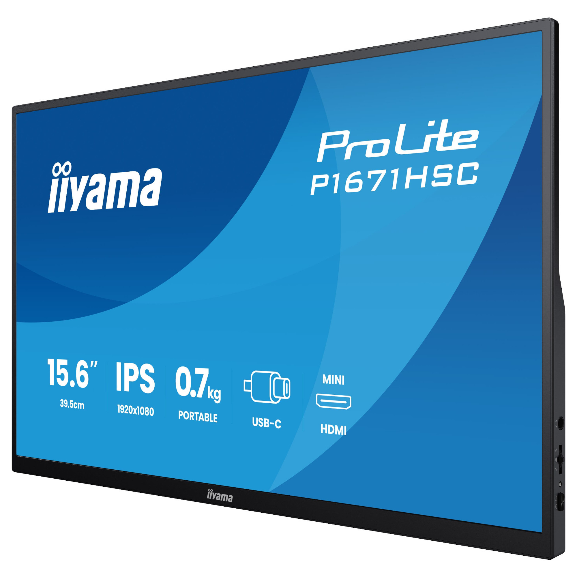 Преносим монитор IIYAMA P1671HSC-B1, 15.6" Full HD IPS, 2x USB-C портове и вградени стерео говорители - 3