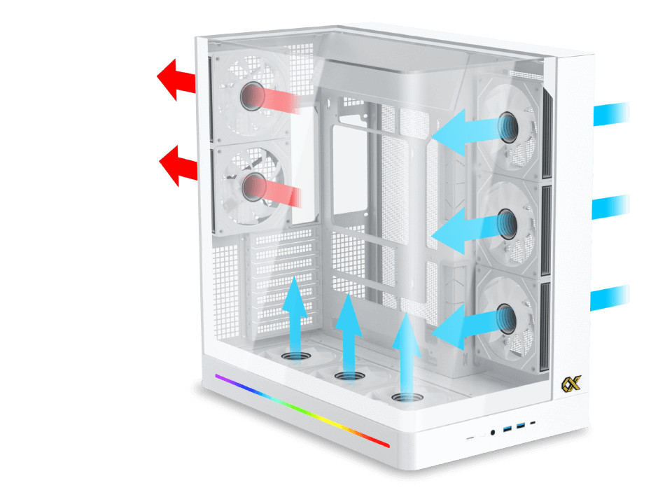 Кутия XIGMATEK Pano II Arctic, Midi Tower, Curved Tempered Glass, ARGB 8-вентилаторна система - EN48425 - 3