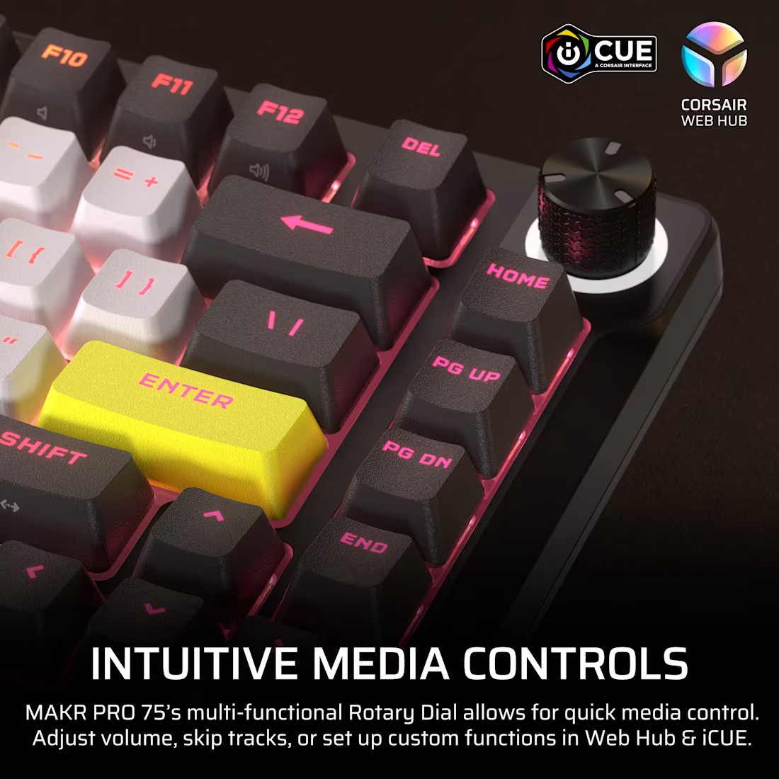Bluetooth механична геймърска клавиатура Corsair Makr Pro 75, Hall Effect, Carbon - CH-91CE21G-NA - 11
