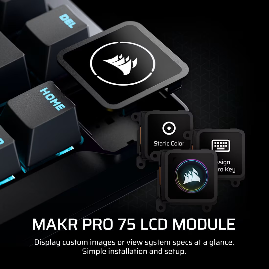 Bluetooth механична геймърска клавиатура Corsair Makr Pro 75, Hall Effect, Carbon - CH-91CE21G-NA - 15