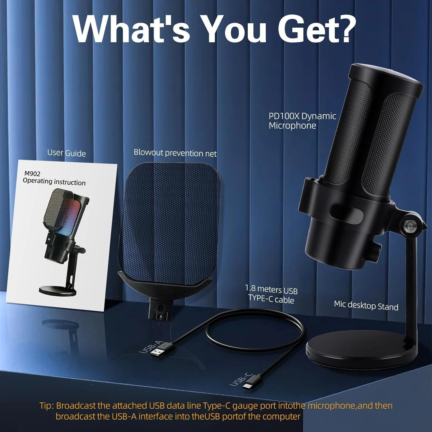 Микрофон VCom M902, USB, RGB подсветка, Cardioid Condenser - VCOM-M902-BK - 6