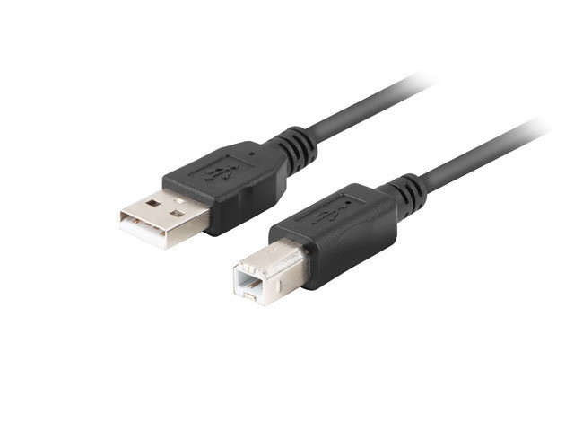 Кабел Lanberg USB-A(M)-USB-B(M) 2.0, 1.8m, Черен - CA-USBA-15CU-0018-BK - 1