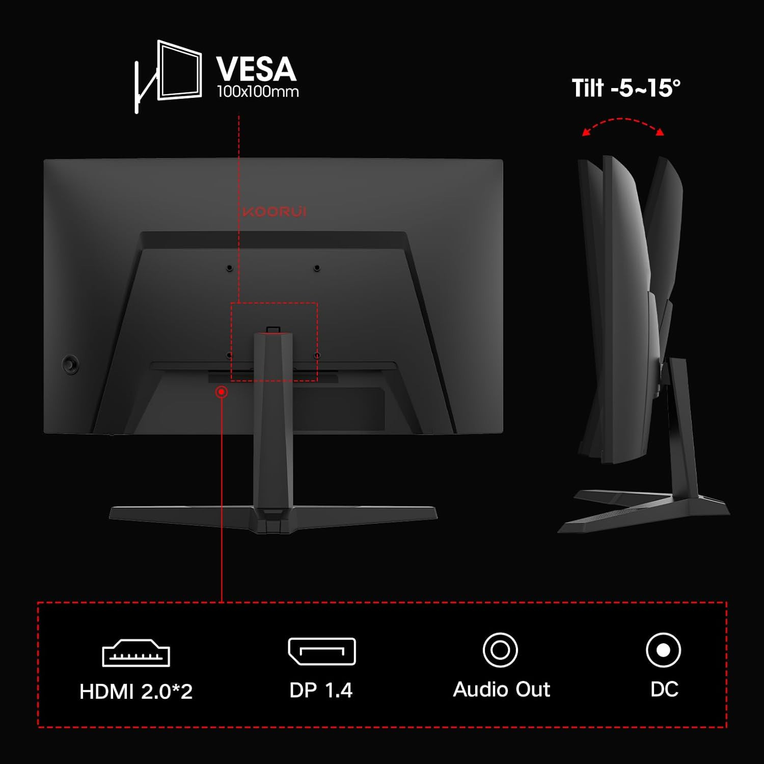 Монитор KOORUI 27E6QCA, 27" QHD 180Hz VA curved - 8