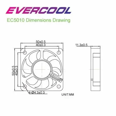 Вентилатор Evercool EC5010M12BA, 50x50x10mm, 4500 RPM, 2 Ball Bearing - EC5010M12BA - 3