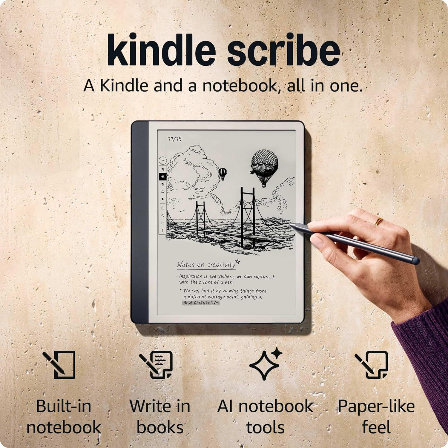 Четец Amazon Kindle Scribe, 10.2" E Ink Carta 300ppi, MediaTek MT8113, 2GB RAM, 16GB памет - KINDLE-EBOOK-SCRIBE16PRT - 2