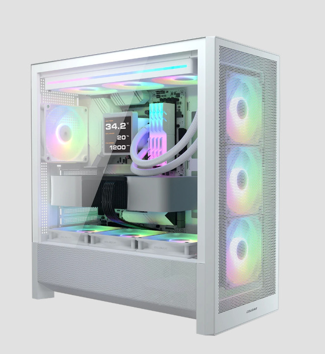 Кутия за компютър COUGAR GAMING MX230 RGB, Midi Tower, Бял, RGB контрол, 4x 120mm aRGB вентилатора - CGR-2PC8W-RGB - 4