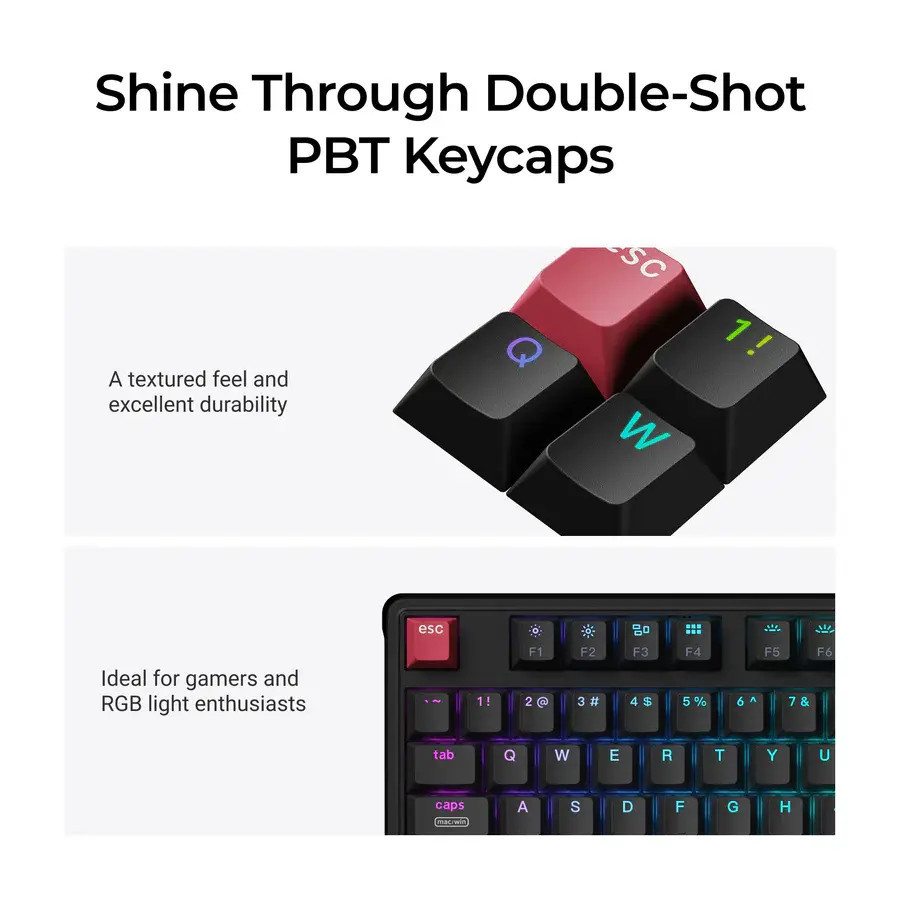 Геймърска Механична клавиатура Keychron C3 Pro 8K QMK - Super Red Switch, Hot-Swappable, RGB - C3PX-H1 - 5