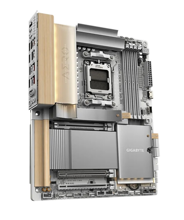 Дънна платка Gigabyte X870E Aero X3D Wood Edition, Wi-Fi 7, 4 DIMM слота, PCIe 5.0 - 6