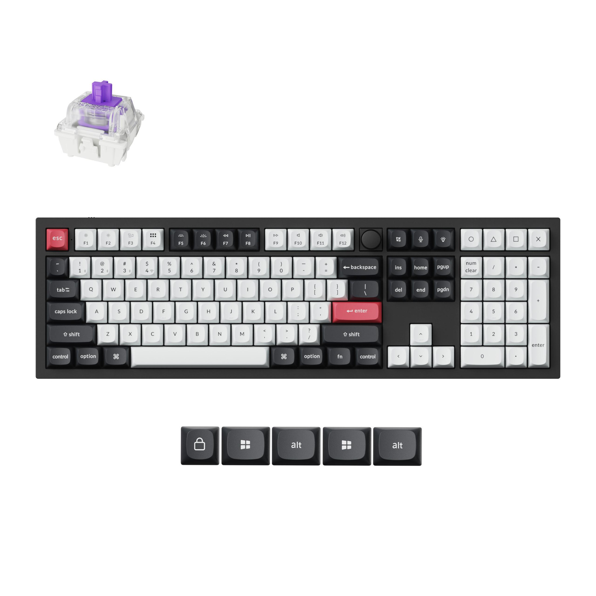 Безжична механичка клавиатура Keychron Q6 HE QMK Gateron Double-Rail Magnetic Switch, Carbon Black- Q6H-M1 - 1