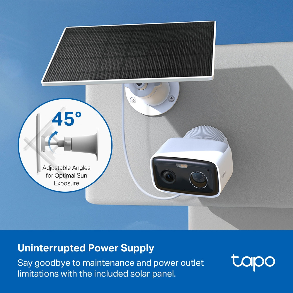 Интелигентна безжична охранителна камера TP-Link Tapo C400 KIT, 1080P 2MP, Слънчев панел, IP65 - 10