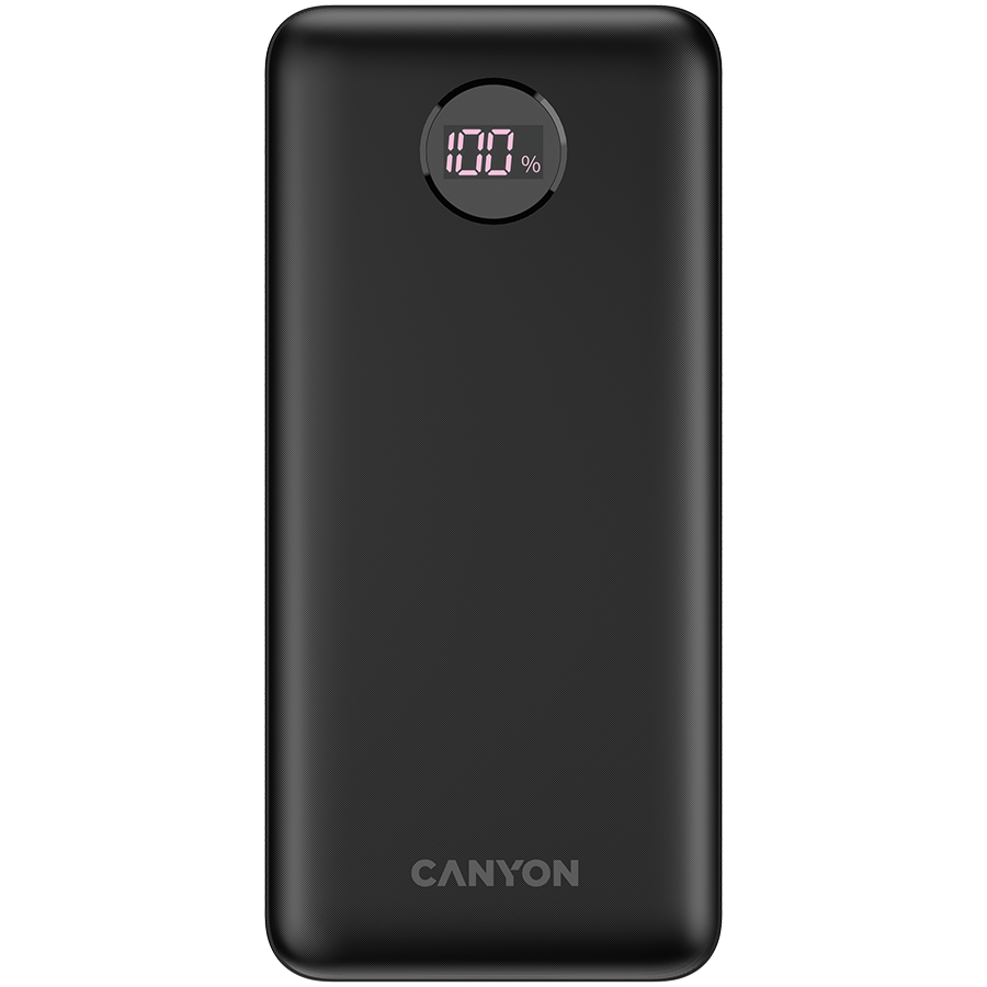 Външна батерия Canyon PB-2002 Power bank 20000mAh Li-poly battery, cable Type C, Black - CNE-CPB2002B