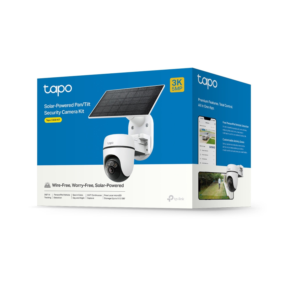 Безжична охранителна камера TP-LINK Tapo C630 KIT със соларно захранване, Pan/Tilt, H.264, 6700 mAh вградена батерия - 15