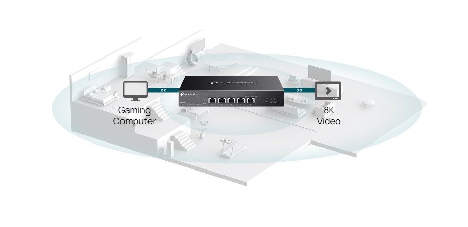 Мрежов комутатор TP-LINK Omada DS105X, 5 портa 10Gbps, Неуправляем - 6