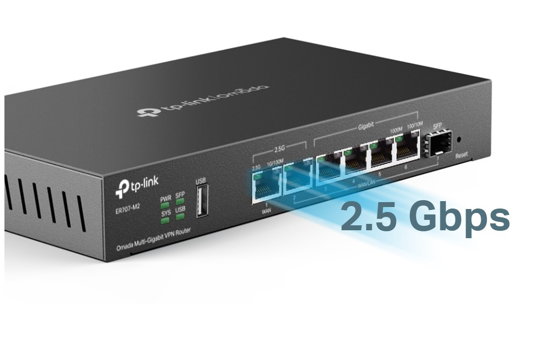 Мрежов рутер TP-Link Omada ER707-M2, мулти-гигабитов VPN, 100 IPsec тунела - 5