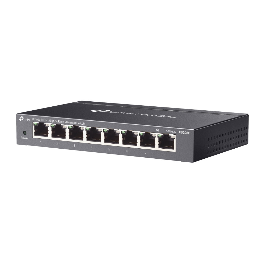 Мрежов комутатор TP-Link Omada ES208G, 8 портa Gigabit, Smart Management, Cloud Access - 8