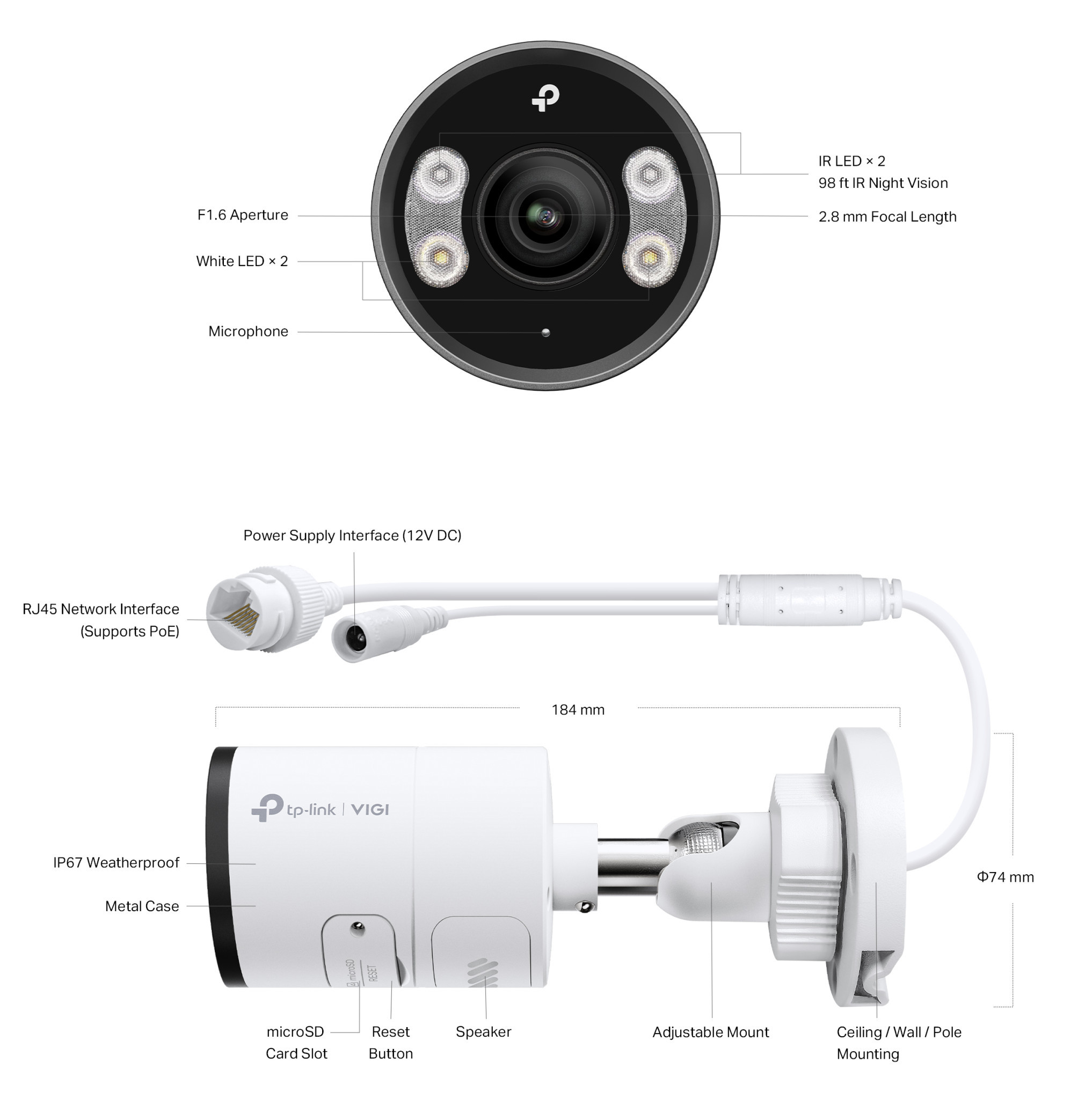 IP мрежова камера TP-LINK VIGI InSight S385, 8MP 3840x2160, 2.8mm обектив, жична - InSight S385(2.8mm) - 6