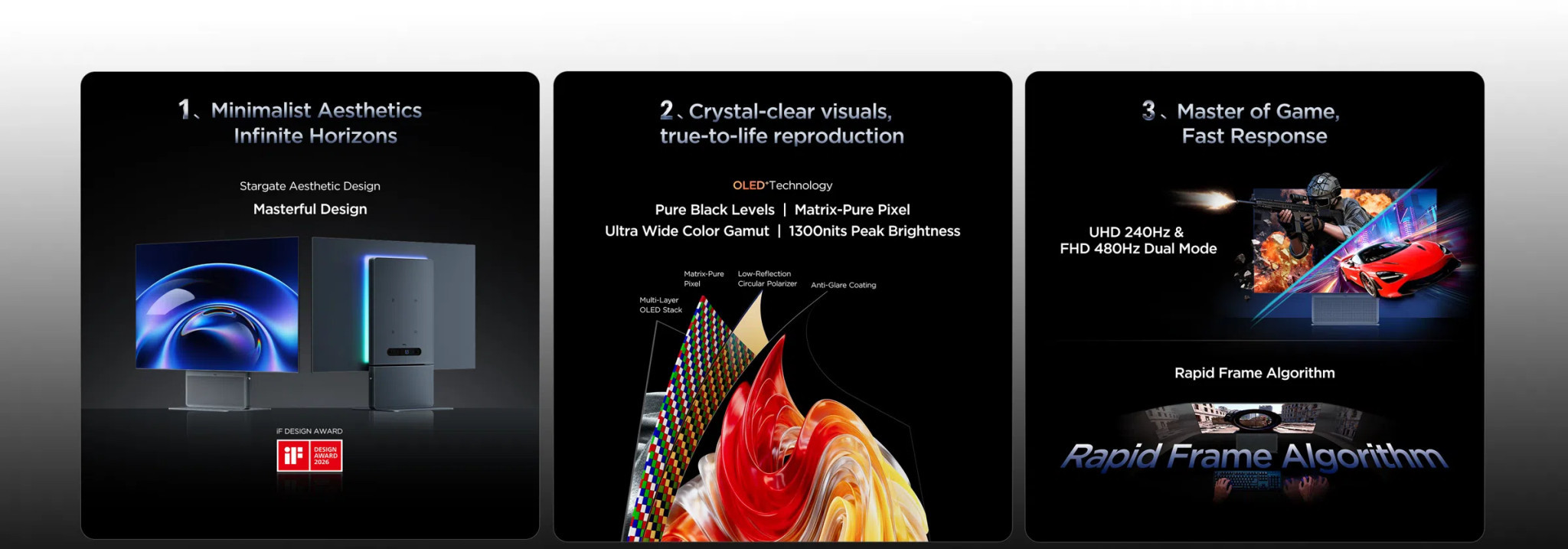Монитор TCL 32X3A, 32" 4K OLED+, 0.03ms GtG, Infinite Black & Anti-Glare, UHD 240Hz & FHD 480Hz, 98.5% DCI-P399% sRGB - 5
