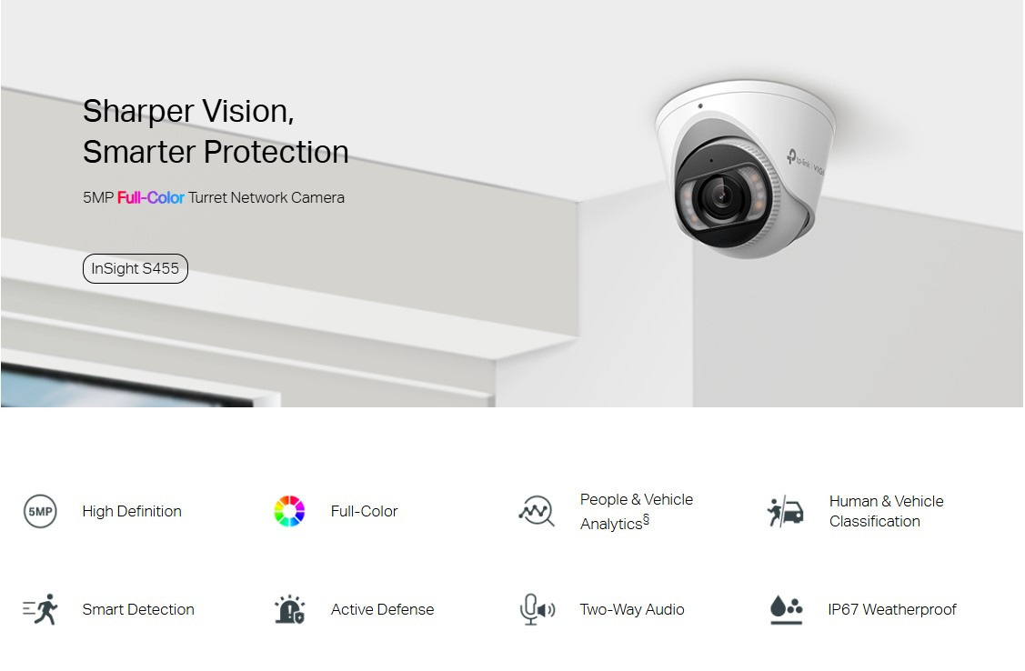Мрежова камера TP-Link VIGI InSight S455, 5MP, 4mm, IP67, Бял - InSight S455(4mm) - 2