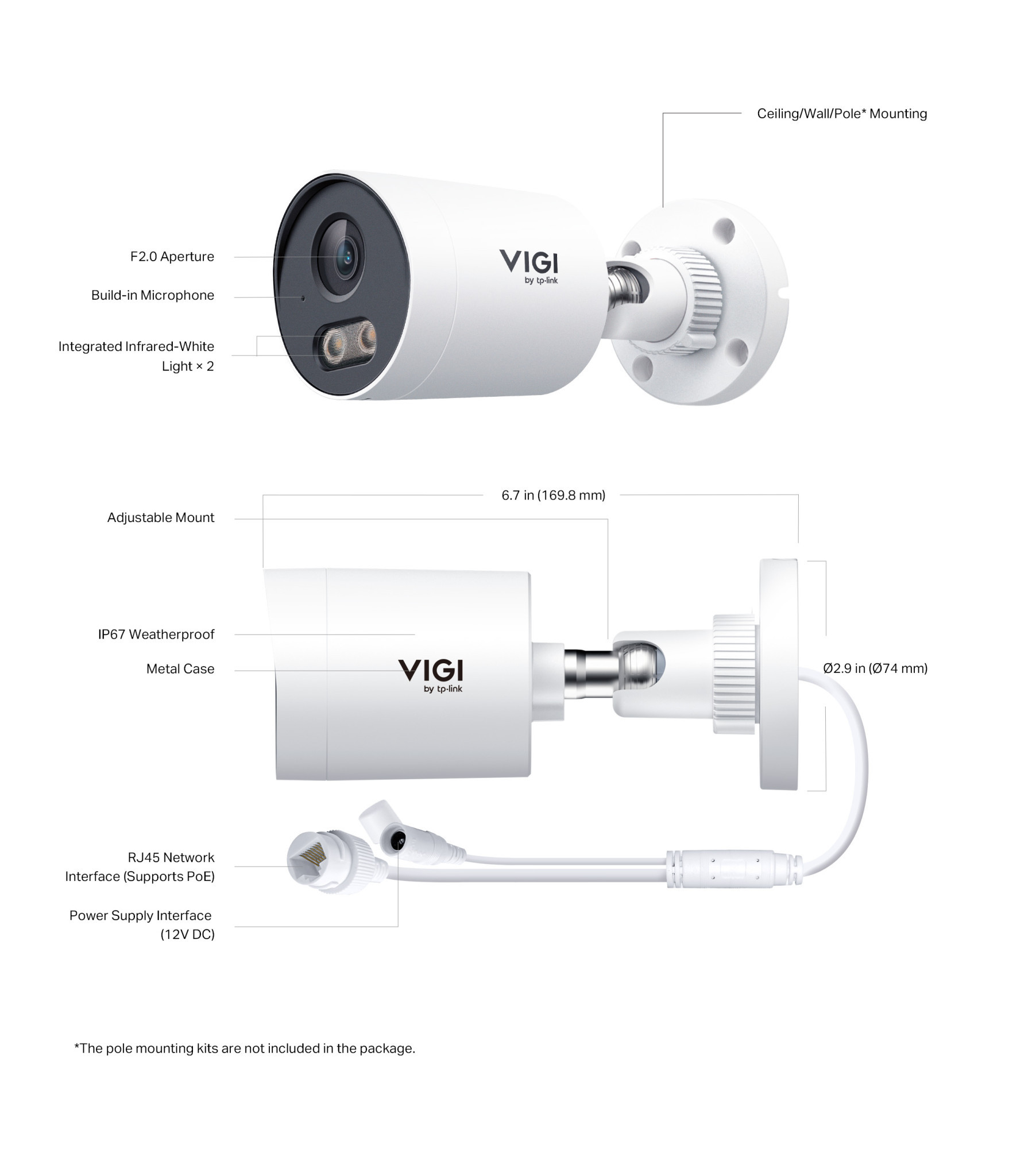 Външна булет мрежова камера TP-Link VIGI InSight S325, 2MP, 2.8mm, PoE - InSight S325(2.8mm) - 4