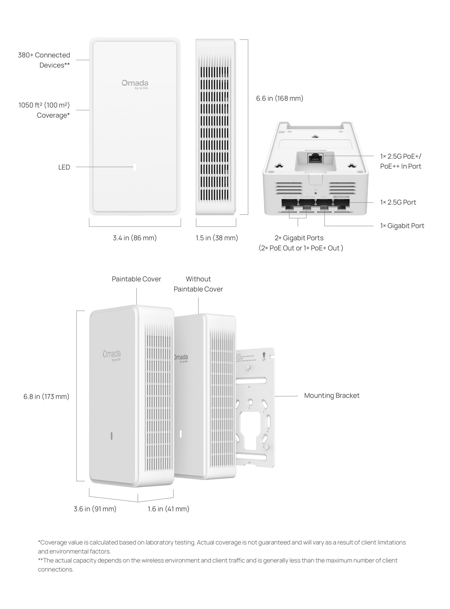 Точка за достъп TP-Link EAP775-Wall, Wi-Fi 7 BE9300, Вътрешен монтаж, PoE - 8