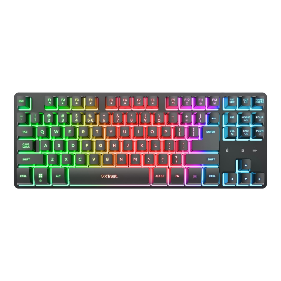 Безжична механична геймърска клавиатура TRUST GXT831 Thado TKL, Wireless, RGB подсветка, Black - 26169 - 2