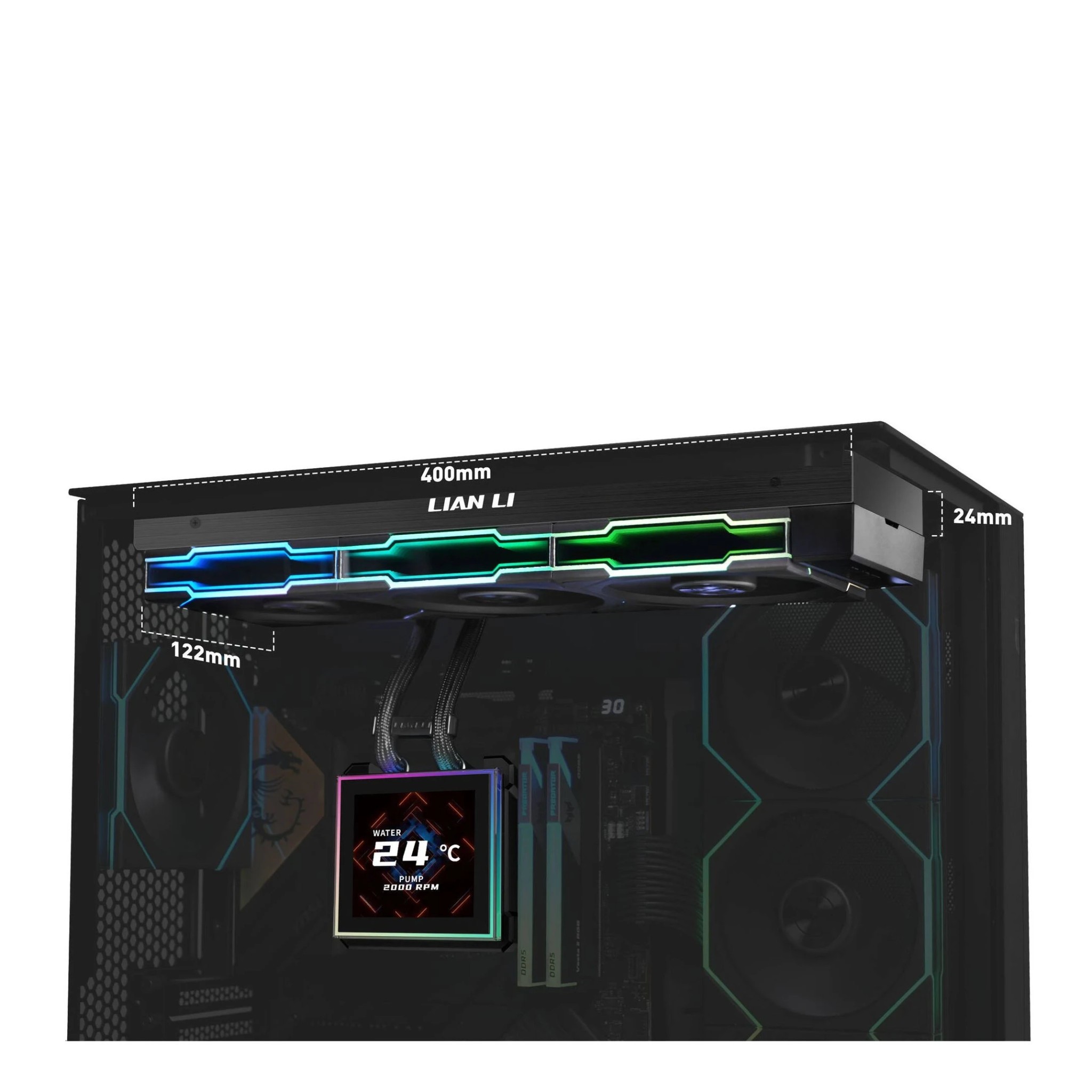 Водно охлаждане за процесор Lian Li HydroShift II LCD-S 360TL, 3.4" IPS LCD, AM4/AM5/LGA1700/LGA1851 - G89.GHS2LCDS36TB.00 - 9