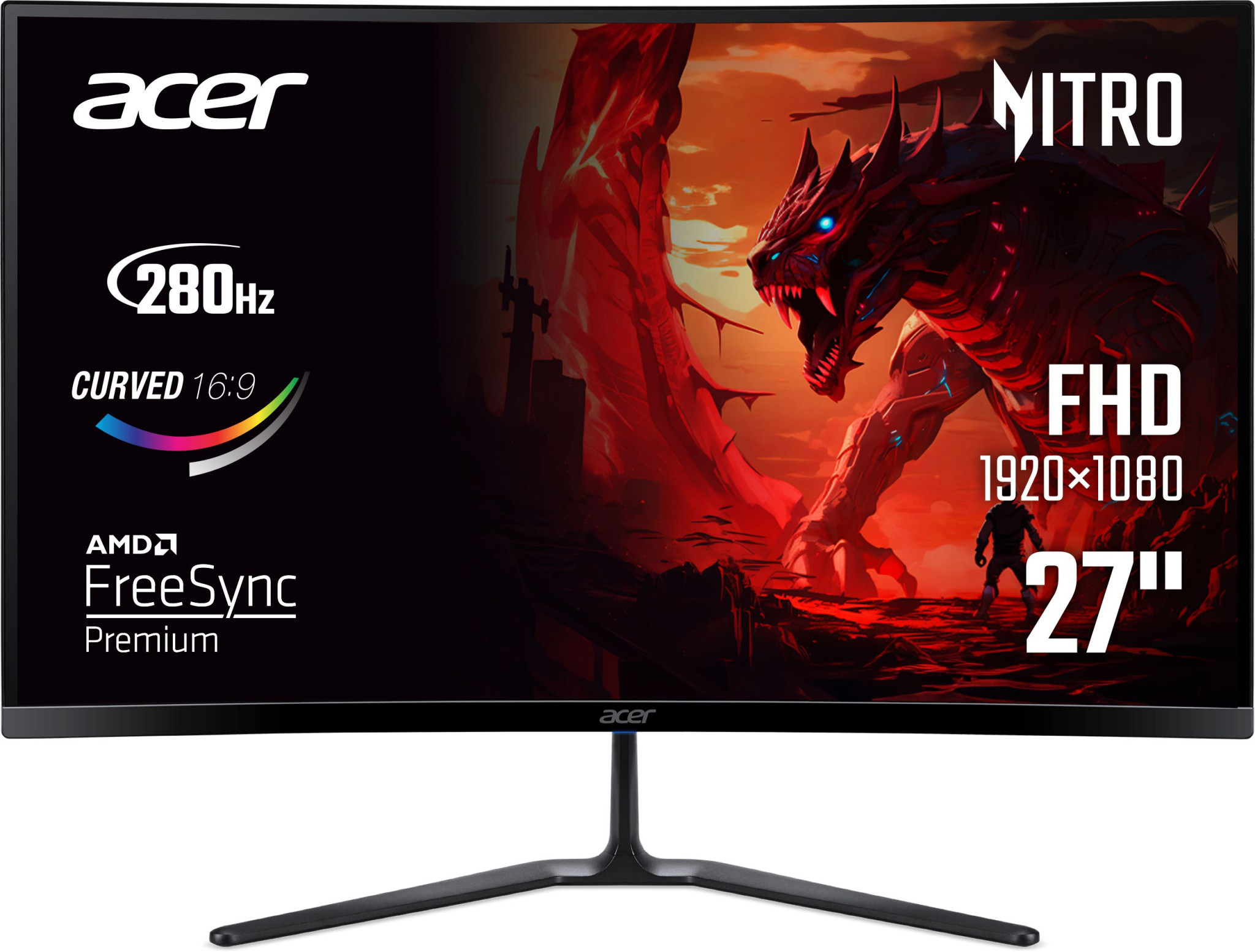 Монитор ACER Nitro ED270ZBMIIPX, 27" FHD 280Hz VA 1ms Curved - UM.HE0EE.Z01 - 1