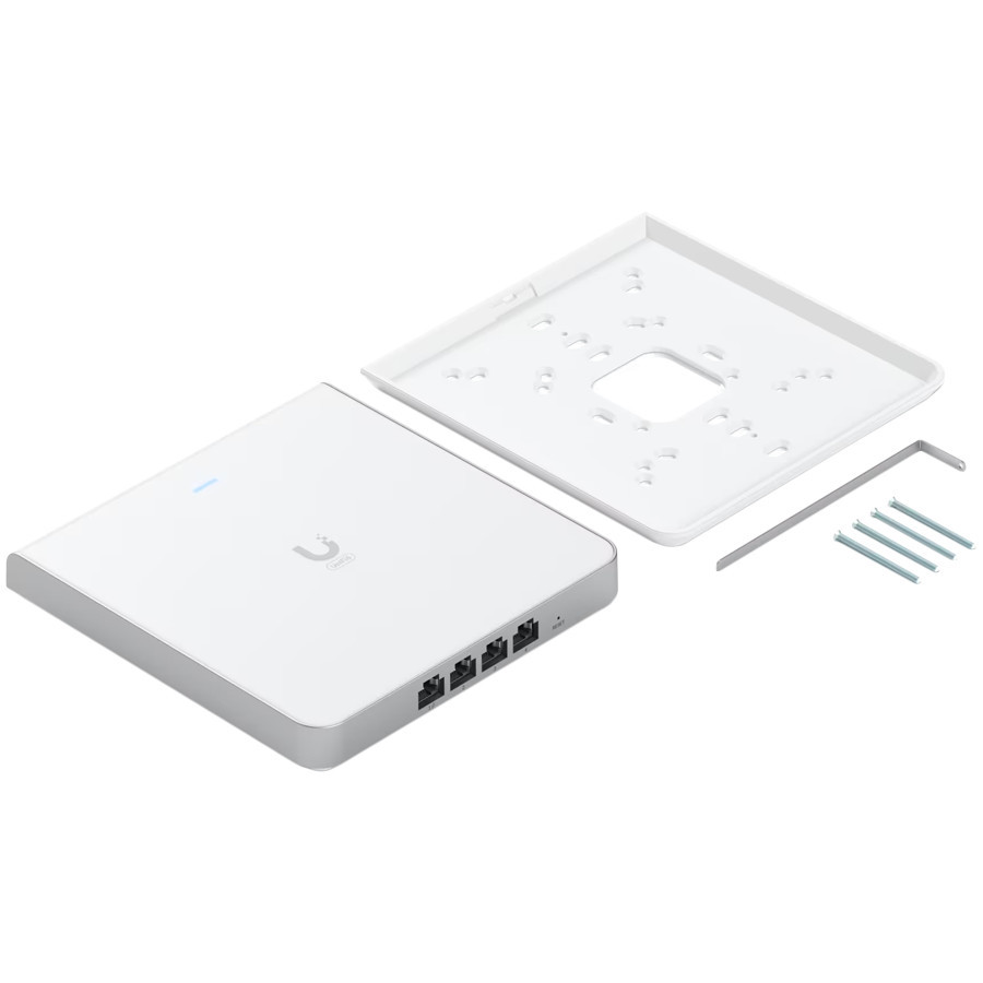 Безжична точка за достъп UBIQUITI U6 Enterprise In-Wall, Wi-Fi 6E, 10 ространствени потока, PoE+/PoE++, 4x GbE портове - U6-ENTERPRISE-IW - 1