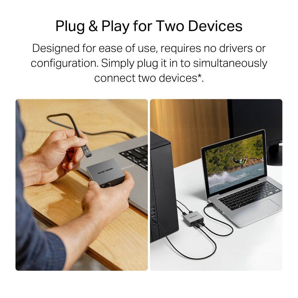Ethernet сплитер Mercusys MEH25, 1 към 2 гигабитови портове - MEH25 - 4