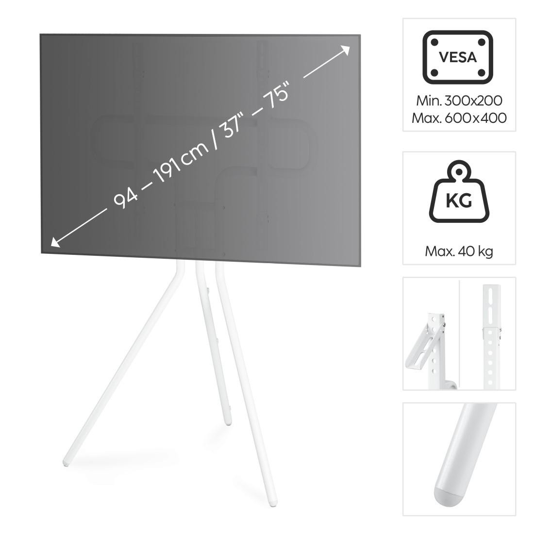 Стойка за телевизор и инреактивен дисплей HAMA Easel Design, до 75", до 40кг, бял - HAMA-220871 - 7