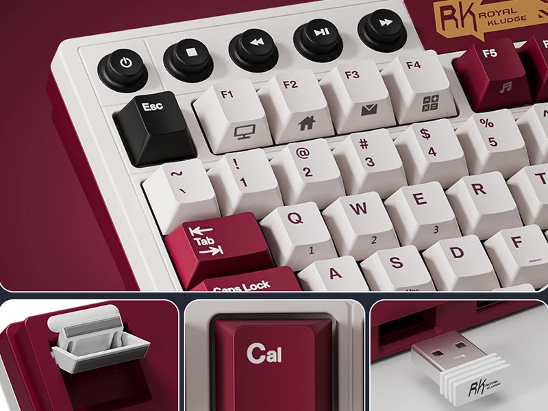 Bluetooth механична геймърска клавиатура ROYAL KLUDGE RK M87, Famicom, Cream switch, RGB подсветка, Anti-Ghosting - RK-M87-FAMICM-CRMSW-US - 3
