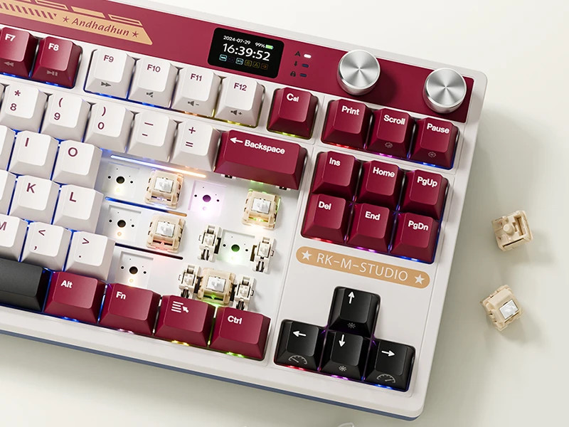 Bluetooth механична геймърска клавиатура ROYAL KLUDGE RK M87, Famicom, Cream switch, RGB подсветка, Anti-Ghosting - RK-M87-FAMICM-CRMSW-US - 7