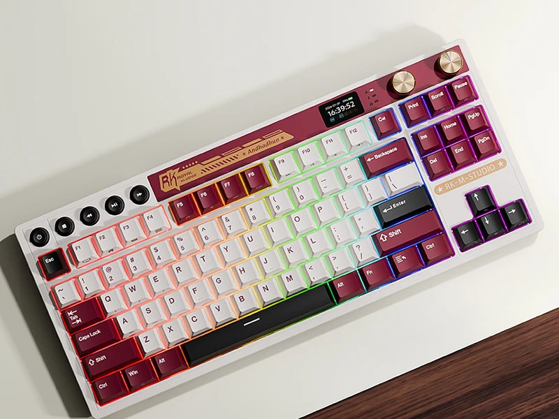 Bluetooth механична геймърска клавиатура ROYAL KLUDGE RK M87, Famicom, Cream switch, RGB подсветка, Anti-Ghosting - RK-M87-FAMICM-CRMSW-US - 8