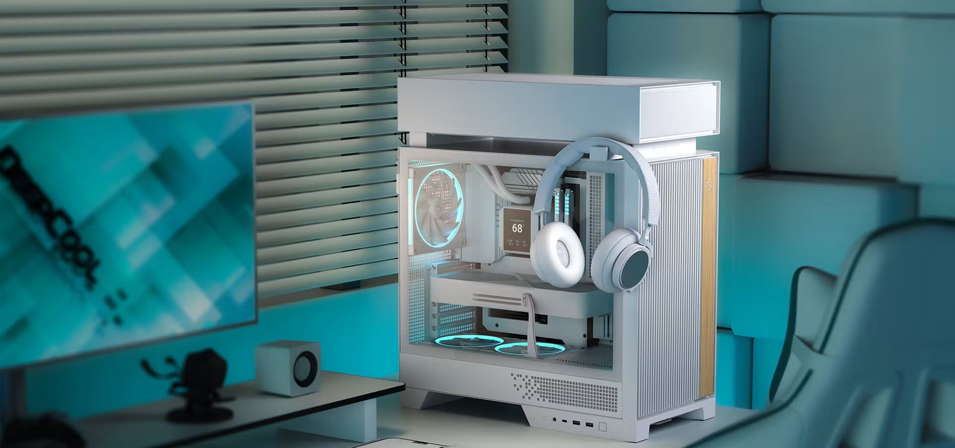 Кутия за компютър DeepCool CL660 WH, Midi Tower, ATX, бял и дърво - R-CL660-WHNNA0-G-1 - 2