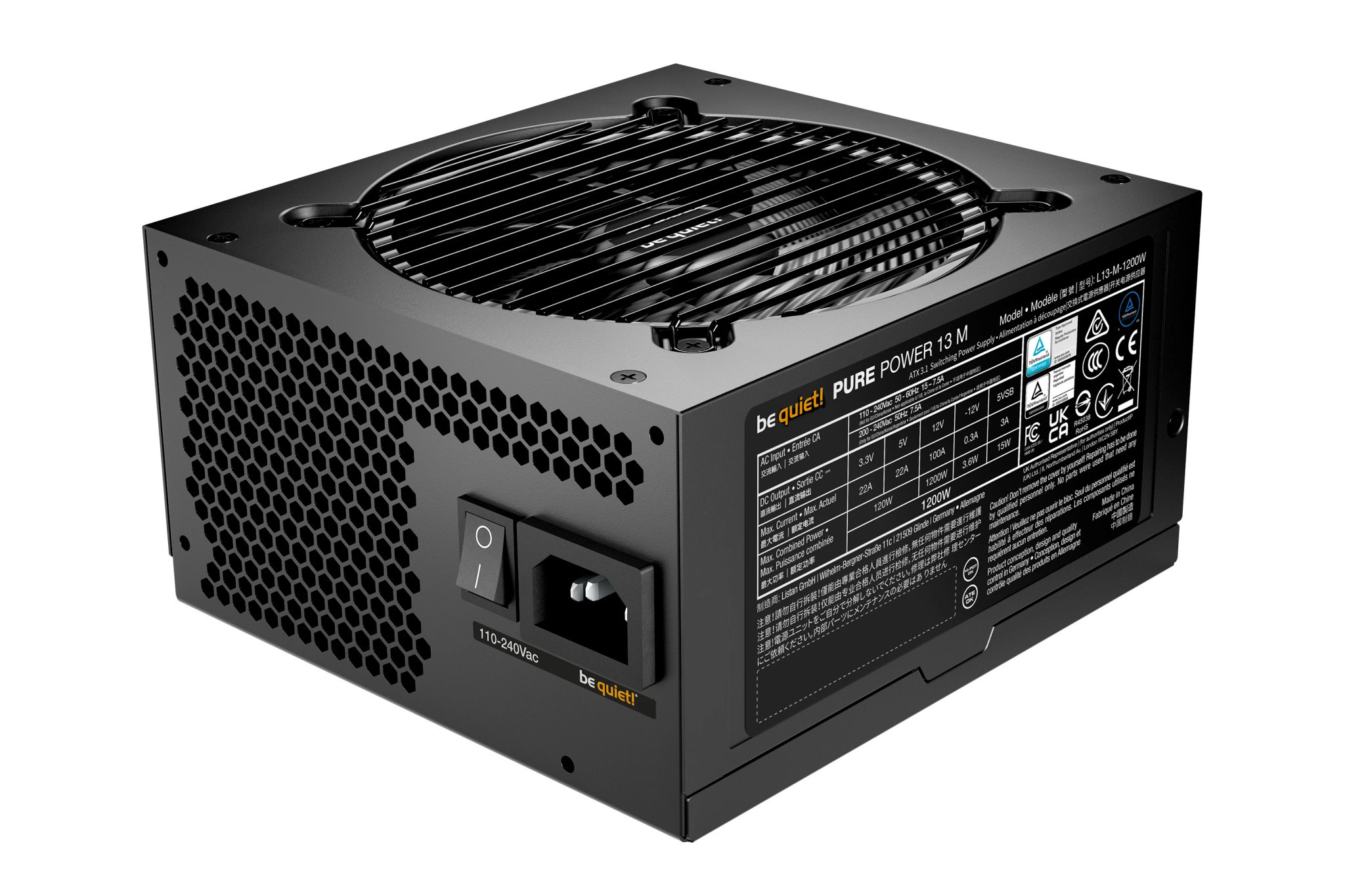 Модулно захранване be quiet! Pure Power 13 M, 1200W ATX 3.1 Gold 80PLUS - BP029EU - 3