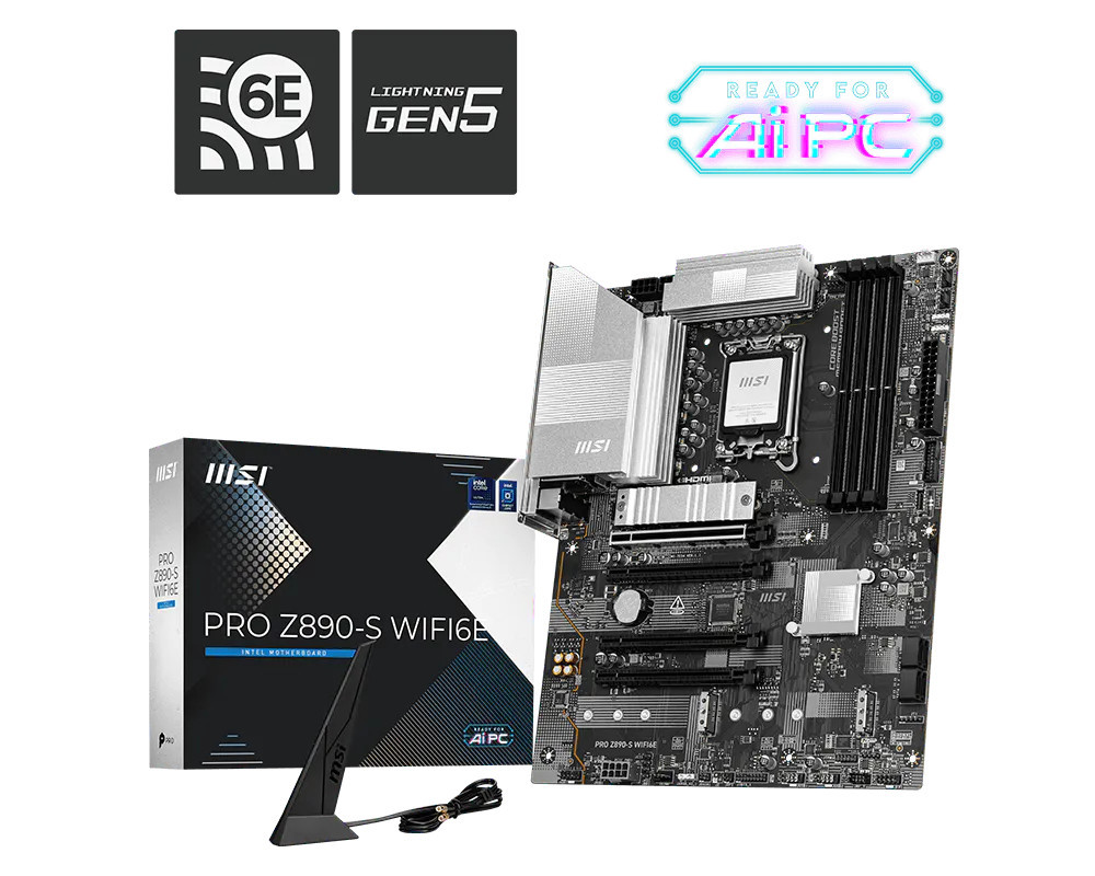 Дънна платка MSI PRO Z890-S WIFI6E, LGA 1851, DDR5 до 8800MHz (OC), 4x PCIe x16, 3x M.2, WiFi 6E - 1