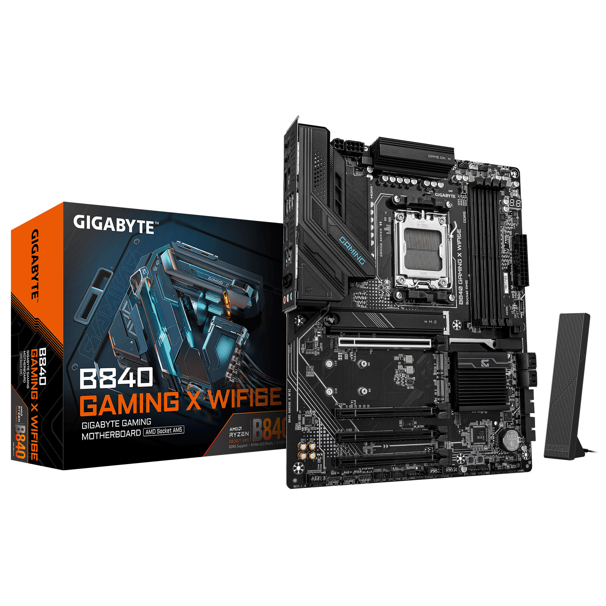 Дънна платка GIGABYTE B840 GAMING X WIFI 6E, AM5, DDR5, Wi-Fi 6E - 1