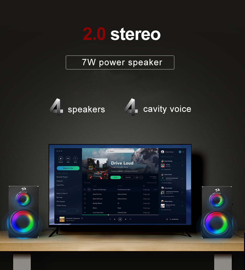 Тонколонки Redragon GS811 Orchestra, Стерео 7W RMS, Bluetooth 5.0, Дърво - 3