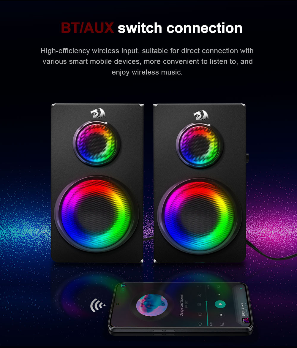 Тонколонки Redragon GS811 Orchestra, Стерео 7W RMS, Bluetooth 5.0, Дърво - 4
