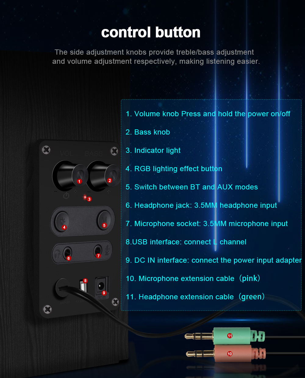 Тонколонки Redragon GS811 Orchestra, Стерео 7W RMS, Bluetooth 5.0, Дърво - 6