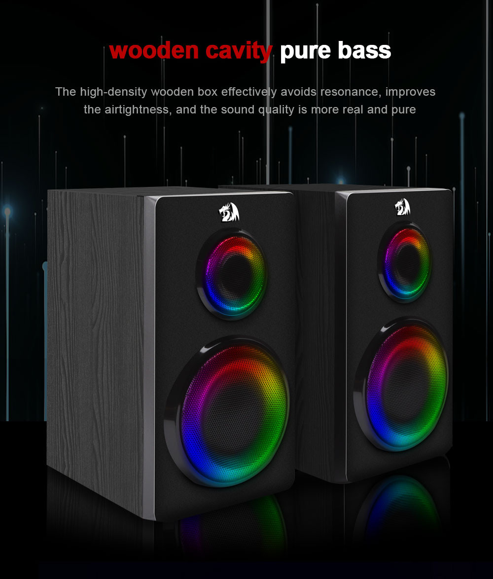 Тонколонки Redragon GS811 Orchestra, Стерео 7W RMS, Bluetooth 5.0, Дърво - 8