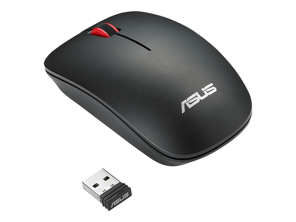 Безжична мишка ASUS WT300, 1600 DPI оптична, 2.4 GHz безжична, матирана черна-червена - 90XB0450-BMU000 - 1