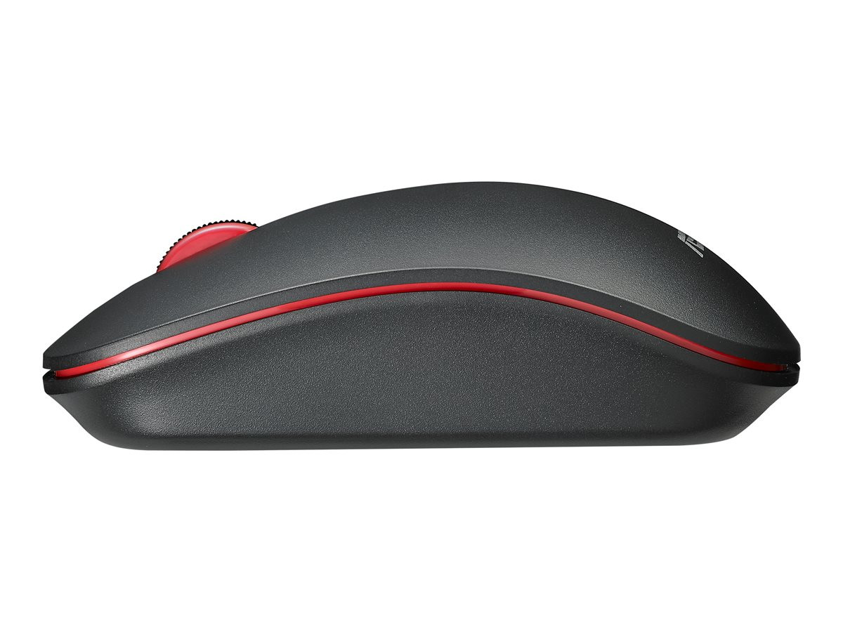 Безжична мишка ASUS WT300, 1600 DPI оптична, 2.4 GHz безжична, матирана черна-червена - 90XB0450-BMU000 - 2