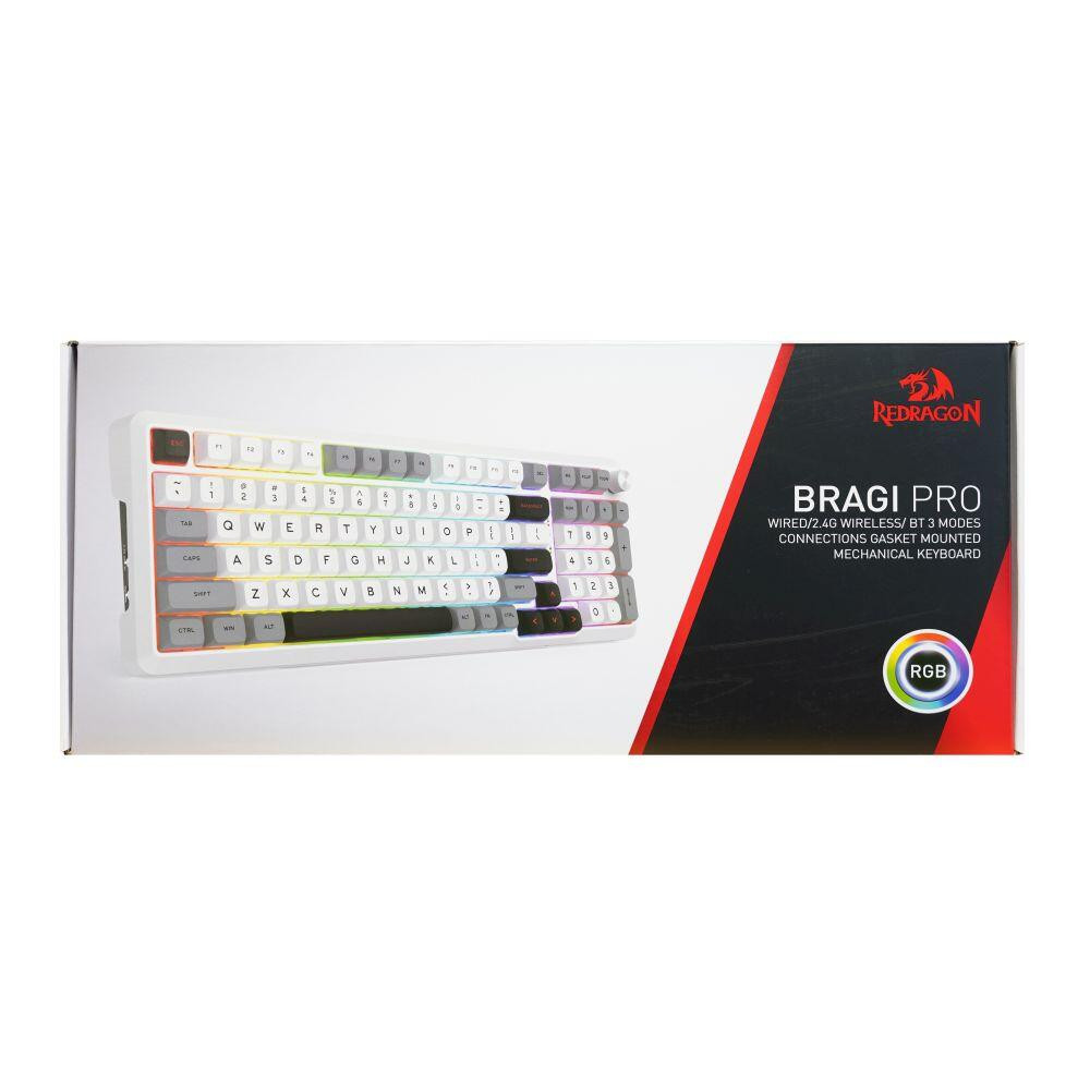 Bluetooth механична геймърска клавиатура Redragon Bragi Pro K688WGL-RGB-PRO - 10