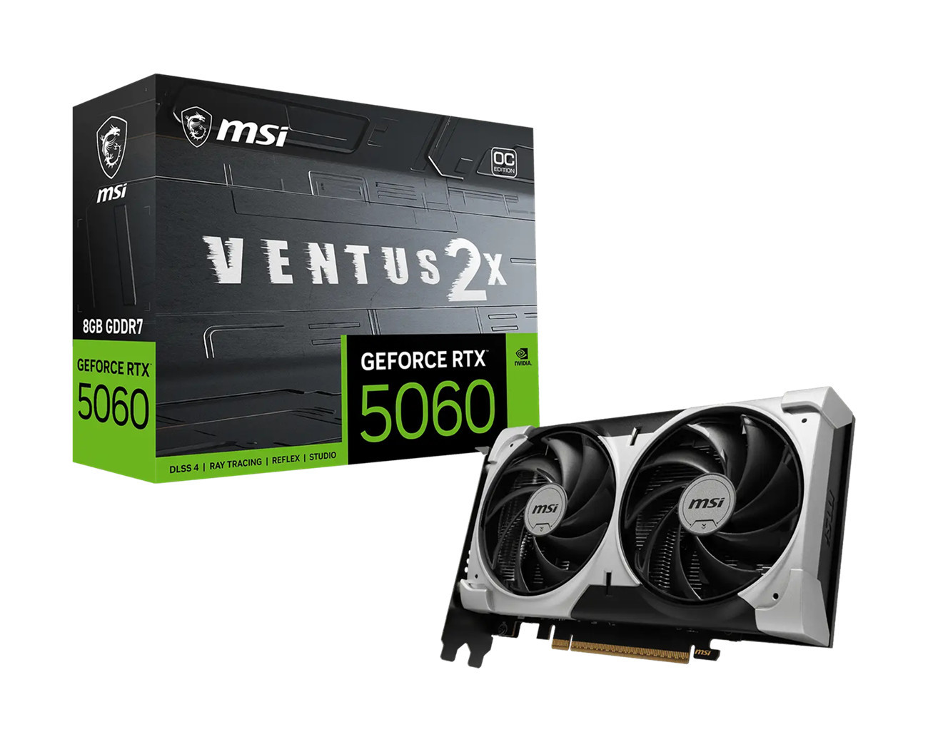 Видео карта MSI GeForce RTX 5060 VENTUS 2X OC V1, 8GB GDDR7 - 912-V550-009 - 1