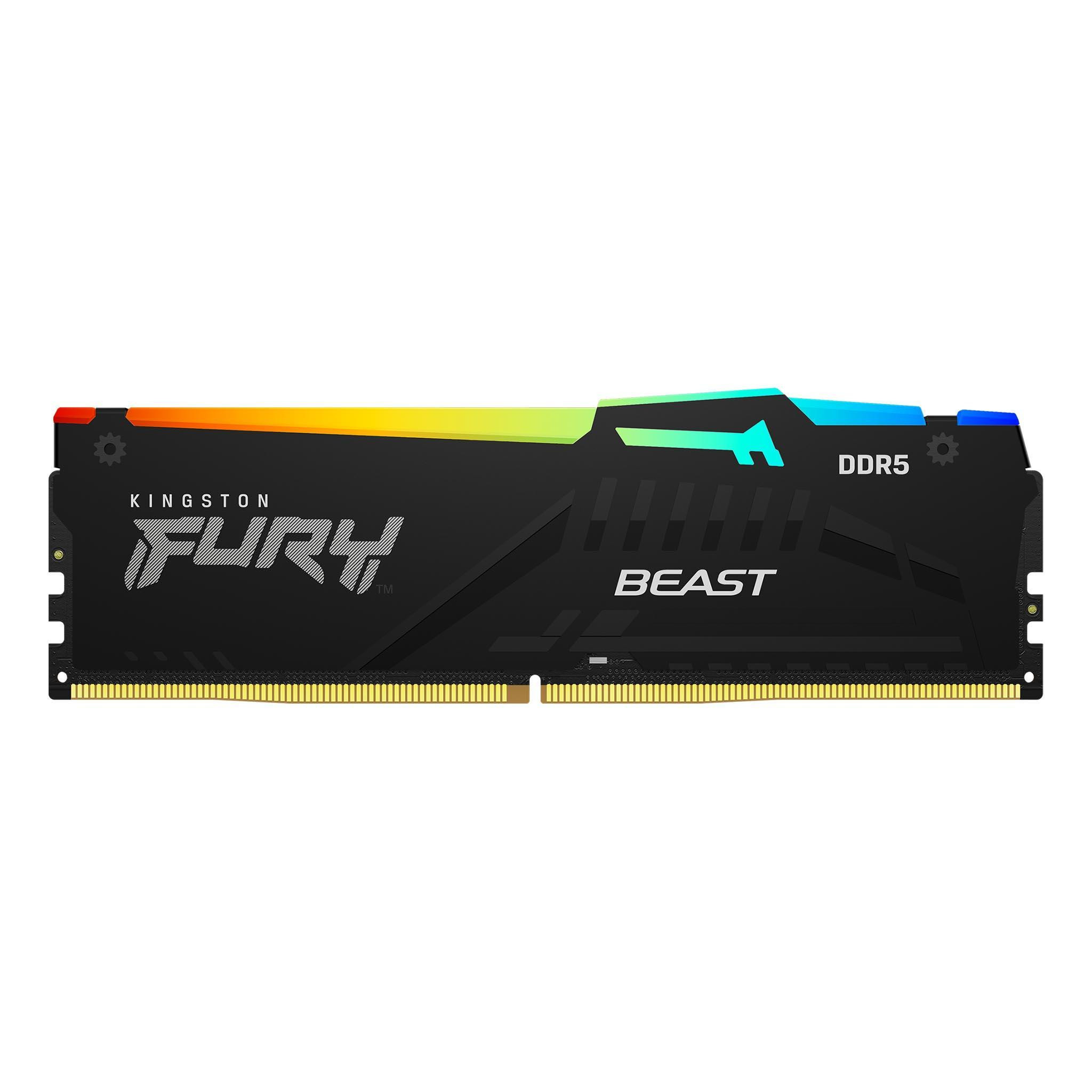 RAM памет Kingston FURY Beast Black RGB, 16GB (2x8GB) DDR5 6000MHz CL30 - KF560C30BBEAK2-16 - 2