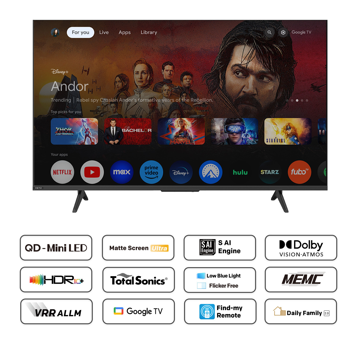 Телевизор METZ 55MNH7000Z, 55" 4K UHD QD-Mini LED, Google TV - 55MNH7000Z - 6