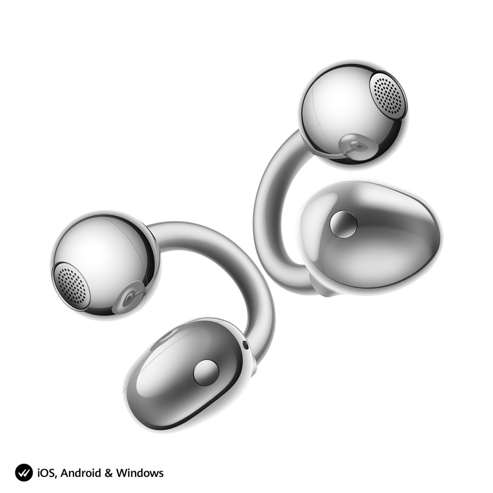 Слушалки Huawei FreeClip 2 S Robin-T02, Bluetooth 6.0, Open-ear, IP57, Space Silver - 6942103196775 - 2